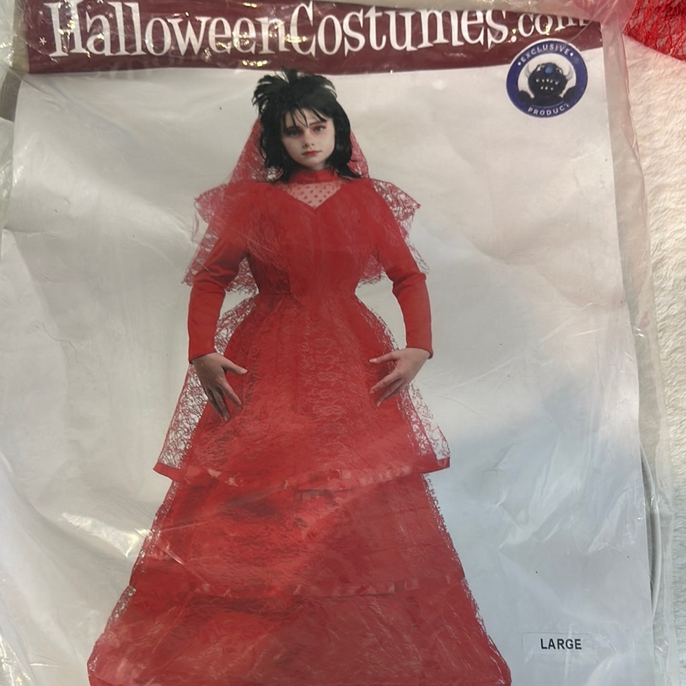Child’s Gothic Red wedding dress. Veil, dress and hoop